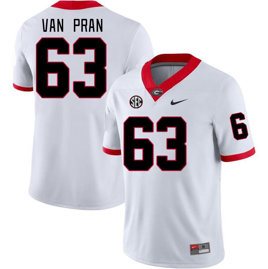 Georgia Bulldogs #63 Sedrick Van Pran College Football Jerseys Stitched-White